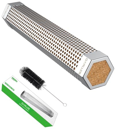 GARLLEN Pellet Smoker Tube 12 Zoll - 5 Stunden Abbaurauch, Edelstahl Rauchrohr für Pellet Smoker mit Reinigungsbürste, BBQ Räucherrohr Rauchgenerator für Elektro, Gas, Holzkohlegrills