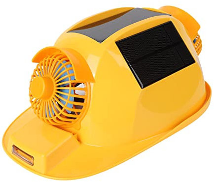 Solarventilator-Schutzhelm ABS-Doppelventilator Mit Licht Für BAU Und Transport (gelb)