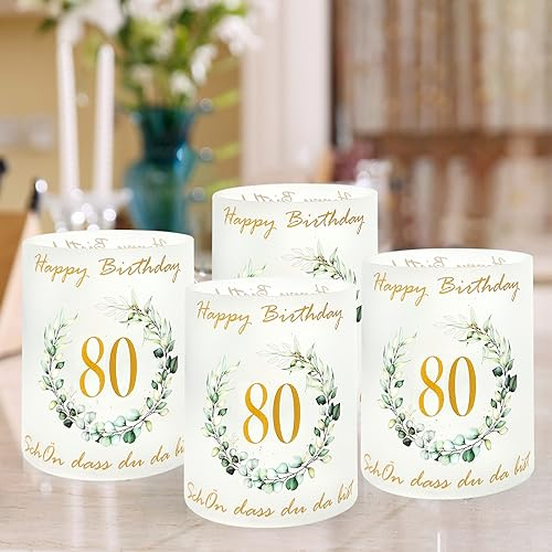 12 Windlicht Tischdeko 80 Geburtstag, Deko 80 Geburtstag Mann Frau, 80 Jahre Happy Birthday Tischdeko, Schön DASS Du Da Bist (80 Jahre)