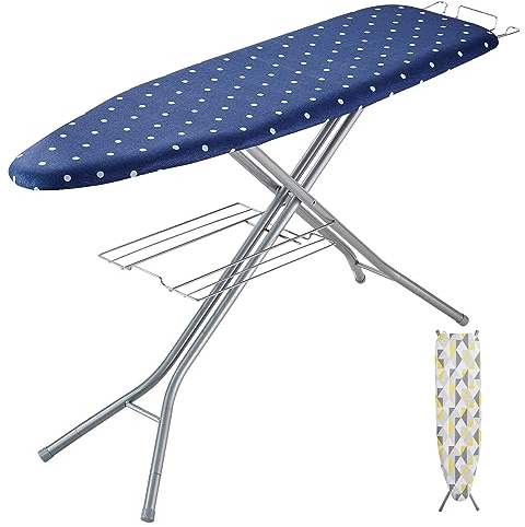 VEVOR ASSE da Stiro 140 x 37 cm ASSE da Stiro 4 Strati 7 Altezze Regolabili 640-970 mm con Copertura Anti-Calore 100% Cotone per Casa Lavanderia Bagno 1540 x 370 x 970 mm, ASSE per Stirare Pieghevole