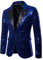Dubute Herren Smoking Jacke Glänzende Pailletten Blazer Anzugjacke Slim Fit Party Magic Show Kleid Cosplay Kleid Blazer Mäntel, A-Blau, 48
