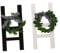 Cabilock Rustic Wooden Frame Wall Art Farmhouse Ladder Decor Ladder Tiered Tray Ornament Home Decoration Photo Prop