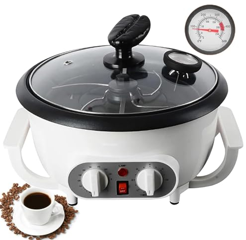 1200W Non-Stick Coffee Roaster Machine, Multifunctional Electric Coffee Bean Pan Roaster with Double-Stir-Bar, Kitchen Cooking Coffee Tool for Baking Peanut, Popcorn, Grain (750G)