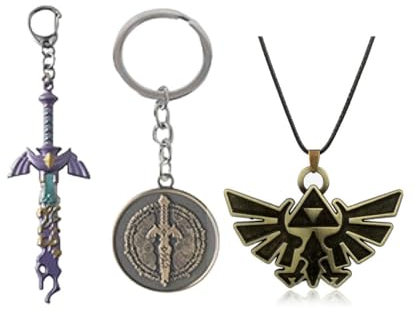 SUPTOFF Game Legend of Zelda - Ensemble porte-clés - Ardoise Sheikah - Épée et bouclier - Cosplay EWR-01, doré, M