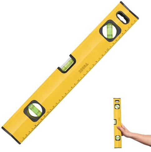 Shock Resistant Torpedo Level, Aluminium Alloy Spirit Level 400mm/16 Inc, with Magnetic Base, with 3 Bubble 45°,90°,180° - Yellow