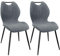 WAFTING Esszimmerstühle 2er Set, Gepolsterter Stuhl mit Hohe Rückenlehne aus Stoff und Schwarz Lackierte Metallfüße, für Esszimmer, Schlafzimmer und Empfang, Dunkelgrau