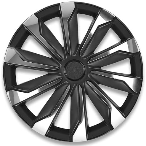 PETEX 15 Zoll Radzierblenden/Radkappen, 4 Stück, Auto, KFZ - Typhoon, ABS Kunststoff in schwarz/Silber