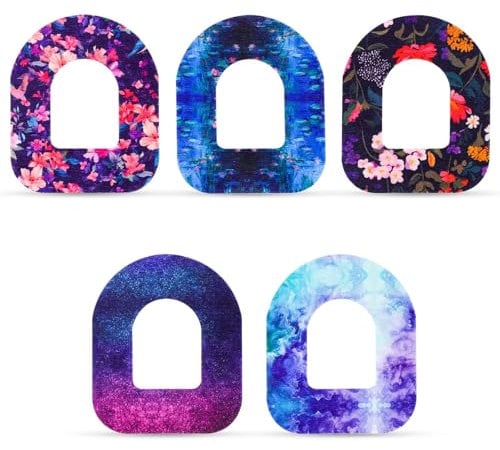 25pcs Adhesive Patches Compatible with Omnipod 5, Waterproof Lexcam Overpatch Non-Fraying Glucose Sensor Monitor Patch Sensor Stickers Sensor Covers Accessories Parts(Water Lily)