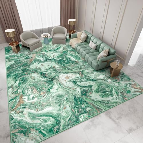 IKALIFE Tappeto Salotto Lavabile Lavatrice - Tappeto Soggiorno Tappeto Astratto Moderno Tappeto Pelo Corto Grande Tappeto Camera da Letto, Morbido Antiscivolo per Sala, Pranzo 160x230 cm Verde