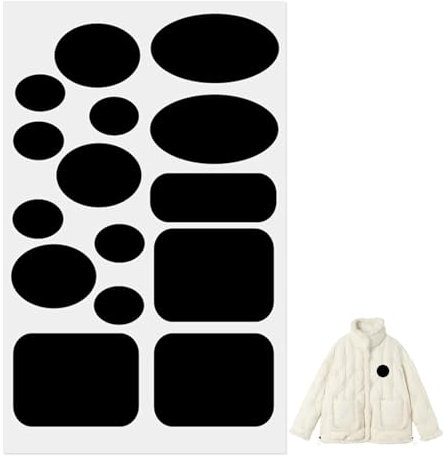 MxyVrix Daunenjacke Reparaturset, 15 Selbstklebende Reparaturflicken für Daunenjacken Nylongewebe, Anwendbar auf Reparieren von Löchern in Kleidung, Skihosen, Rucksack, Sofa