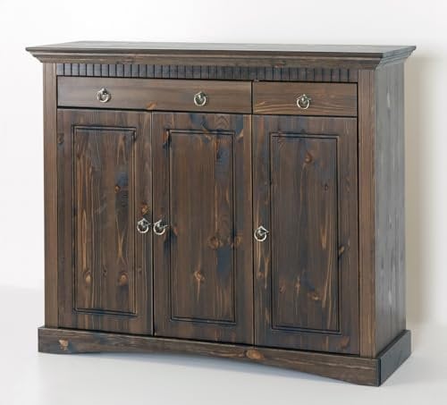 clever-moebel 3trg. Kommode im Landhausstil aus Kiefernholz gelaugt, Schrank, Sideboard (braun)