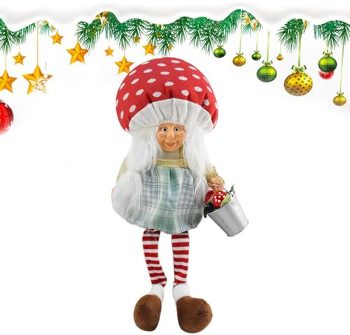Mushroom Gnome Figurines - Sitting Grandma Dwarf Figure,Standing Grandpa Sitting Grandma Dwarf Doll For Home Bedside Table