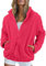 Fleecejacke Damen Stehkragen Teddyjacke Reißverschluss Plüschjacke Frauen Freizeit Kuscheljacke Flauschig Jacke Winter Einfarbig Winterjacke Damen Warm Dicke Elegant Mantel Weich Bequem
