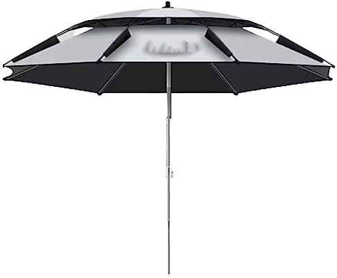 FLNOZAMZ Parapluie de pêche avec Fourche au Sol, Parasol Anti-Pluie Double Couche, Rotation Universelle réglable à 360 °, pour terrasse de Plage (Gray 200cm)