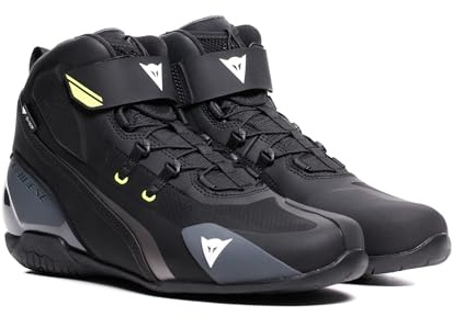 Dainese Herren HERIAN D-WP Shoes wasserdichte Motorradschuhe, Schwarz/Weiß/Gelb-Fluo, 44 EU
