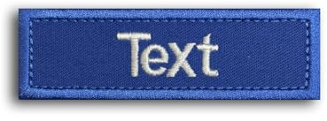 ZEROMEK Namensschild bestickt mit Klett – Klett Patch personalisiert mit Wunschtext – Stickschild in diversen Größen & Farben (Royalblau, 6x2,5cm)