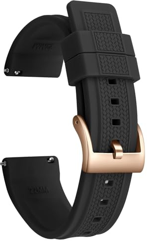 ULLCHRO Uhrenarmband 22mm Silikon Verstellbar Uhrenband Herren Sport Ersatzarmband für Smartwatch 20mm Weiches Uhrband (20mm, Schwarz)