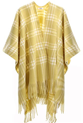 sy soul young Poncho Damen Plaid Cape Winter Strick Schal Umhang Fransen