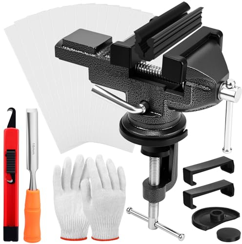 Lanties Golf Grip Kits for Regripping Golf Clubs Grip Removal Tool 360° Portable Swivel Table Vise with Anti-Slip Rubber Pad Hook Knife 13 Double-Sided Tape Strips Remover Rubber Clamp Glove