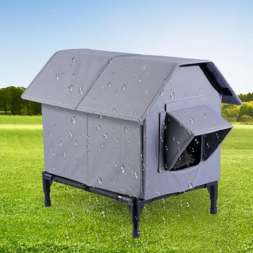 Maison pour Chat Extérieur Hiver - Niche pour Chat Exterieur Isolée Hiver | 46x33x37cm Protection Imperméable PourChats Avec Base Surélevée, Abri PourChat Exterieur Avec Cabane Pour ChiensChats Lapins