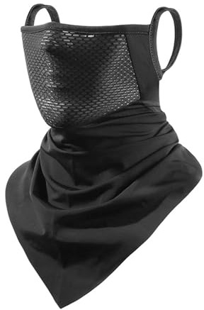 STIM Cache Cou pour Homme Femme Tour de Cou Anti-UV Été (Boucles d'oreilles) Noir Respirant