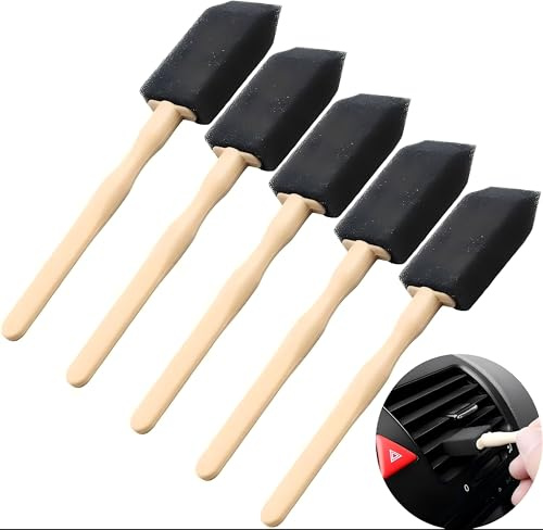 5Pcs Automotive Air Vent Sponge Brush Set | Car Detailing Long Handle Cleaning Sponge,for Dashboard Air Vent Crevice Seat Leather