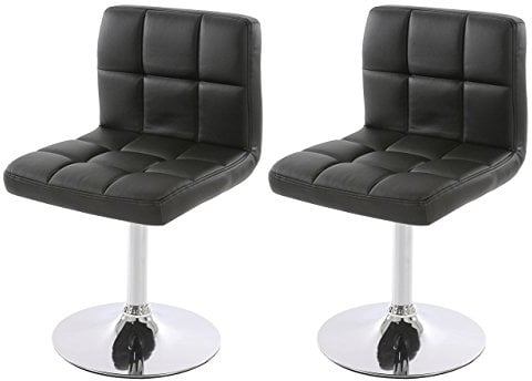 Mendler 2er-Set Esszimmerstuhl Drehstuhl Stuhl Kavala Kunstleder Chrom - schwarz