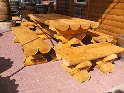 JUNIT 2m Sitzbank RBSB-2M aus massiven Rundbohlen mit 20cm Durchmesser mit 2m Länge und ohne Rückenlehne