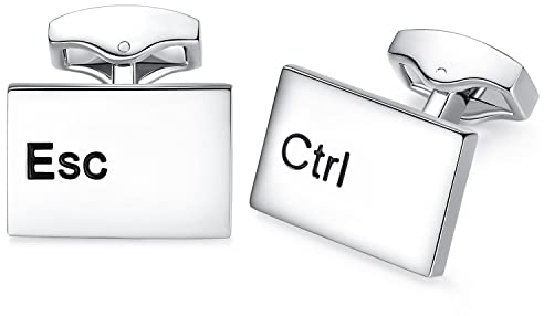 HONEY BEAR ESC & Ctrl Manschettenknöpfe für Herren Shirt, Edelstahl, Hochzeit Geschenk (Silber)
