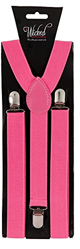 Braces 96cm x 2.5cm - Neon Pink Fancy Dress Accessory