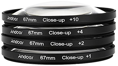 Andoer 67mm Macro Close-Up Filter Set +1 +2 +4 +10 compatible with Nikon D80 D90 D7000 Canon Tamron Sigma DSLRs