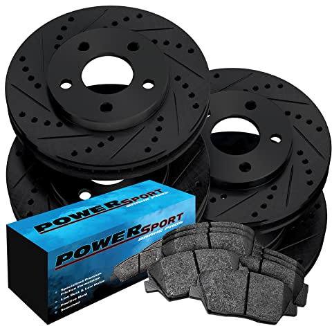 PowerSport Front Rear Brakes and Rotors Kit |Front Rear Brake Pads| Brake Rotors and Pads| Ceramic Brake Pads and Rotors |fits 2012-2019 Fiat 500
