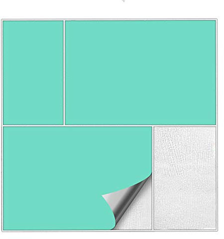 Kiwistar Fliesenaufkleber Mint Seidenmatt - 25 x 33 cm - 50 Stück - Klebefliesen zum Überkleben von Wandfliesen - Fliesensticker für Küche Bad Fliesenmuster - selbstklebend und wasserfest