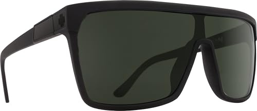 Spy Optic Flynn, Shield Sunglasses, Color and Contrast Enhancing Lenses, Soft Matte Black - HD Plus Gray Green Lenses