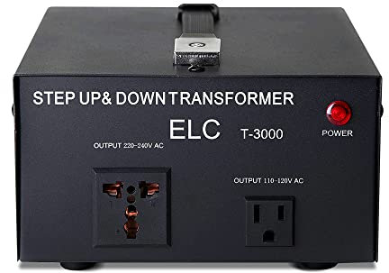 ELC T Series 3000+ Watt Voltage Converter Transformer - Step Up/Down - 110v to 220v / 220v to 110v Power Converter - Circuit Breaker Protection, CE Certified [3-Years Warranty]
