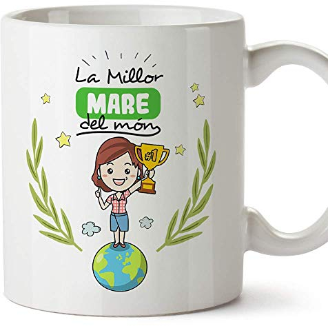 MUGFFINS Taza Madre (En Catalán)La Millor Mare del Món Taza Desayuno/Idea Regalo Día de la Madre. Cerámica 350 mL