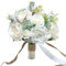 Fiwisora Brautstrauß, 24,9 cm, echt aussehende gemischte Blumen, elfenbeinfarben, Grün, Brautstrauß für Hochzeit, Braut, Brautjungfer, Hochzeit, Halteblume, elfenbeinfarbener Blumenstrauß