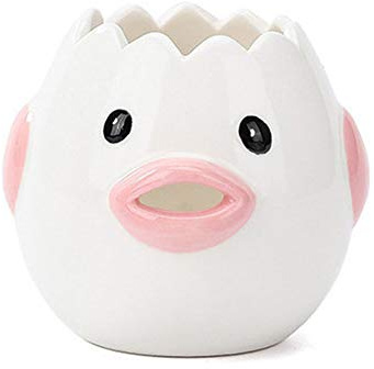 Egg White Yolk Separator, Food-Grade Safety Ceramic Egg Divider Egg Yolk White Filter for Home Kids Housewife Fun, Egg Sieve Kitchen Gadget Cooking/Baker Tool, Cartoon Chick Egg Separator, Pink