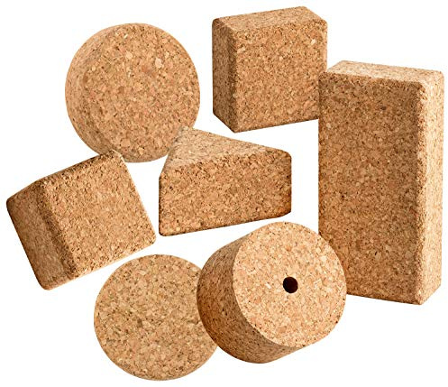 Geometrische Formen aus Kork | Presskork Körper | Korkformen für Hobby, zum Basteln oder den Modellbau | 7 teiliges Set | Kork aus Portugal | Würfel | Rechteck | Zylinder | Korkpad