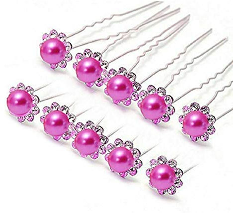Épingle à chignons perle rose et strass accessoires bijou de cheveux mariage (10)