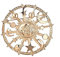 Broche ronde cosmique en étain, motif étoiles dorées, lune, soleil, gouvernail - Unisexe