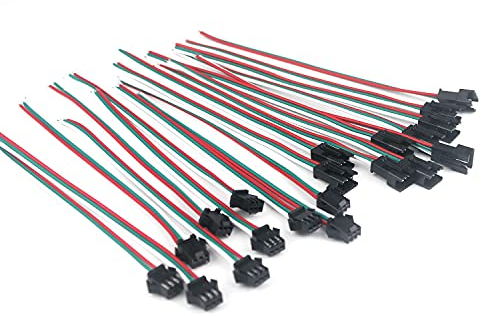 Taikuwu 10 Pairs JST SM 3 Pin Stecker Verbindungsstecker For WS2812B WS2811 WS2812 LED Strip Female Male Connectors 15cm 22awg Kabel