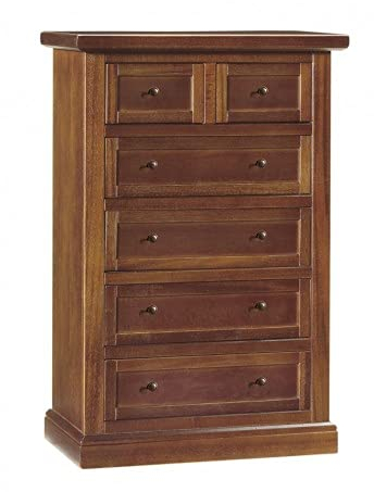 Mar.c.a. Design, Cómoda Dormitorio, Cajonera de Madera, Nogal Oscuro - Comoda Dormitorio 6 Cajones 63x37x98H cm, Estilo Clásico - Mueble Salon con Cajones Ideal para Varios Ambientes - Made in Italy