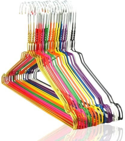 Mevo Grucce Appendini Metallo Appendiabiti Armadio Stampelle Abiti Ferro Salvaspazio Colorate per Casa e Lavanderia Pantaloni 40cm Arcobaleno 50 pezzi
