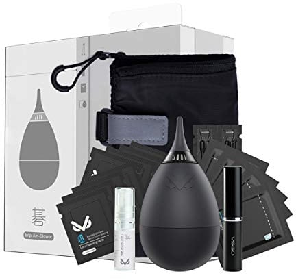 VSGO VS-A2E Professional Lens Cleaning Kit with Filter Air Blower Folding Pouch Microfiber Lens Cloth Wet Wipes Lens Cleaner Metal Brush Cotton Swab for Optical Camera Lens Phone Laptop Cleaning