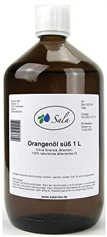 Sala Orangenöl Brasilien ätherisches Öl süß kaltgepresst naturrein 1000 ml (1 L Glasflasche)