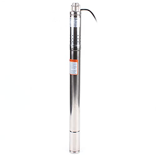 LENJKYYO Bomba sumergible para pozos profundos de 2 pulgadas, 220 V, 55 m, compatible con arena, bomba de acero inoxidable, caudal máximo, 1000 l/h, bomba de tubo para riego industrial de jardinería
