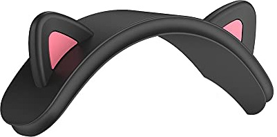 Replacement Headband Cover Soft Washable Silicone Cute Cat Ears Headband Protectors Cushion Compatible with Apple AirPods Max Headphones (Black)