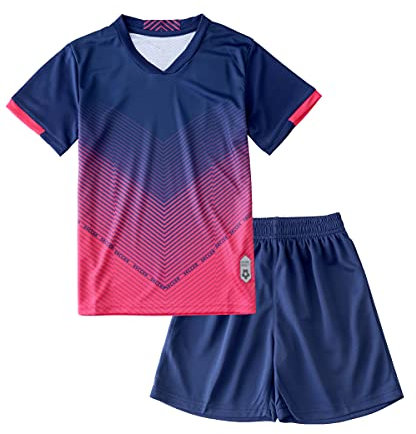 Hiheart Uomo Maglia a Manica Corta ad Asciugatura Rapida e Pantaloncini da Calcio in Rete Viola