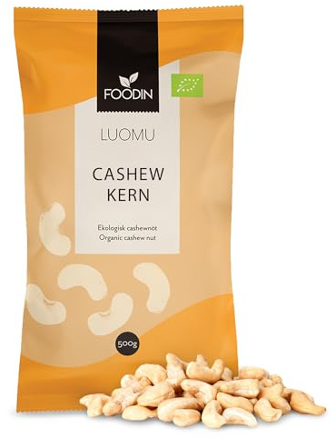 FOODIN Cashewnüsse Bio, 500g ganze Cashewnüsse, gute Quelle für Eiweiß & ungesättigte Fette, 100% aus biologischem Anbau, glutenfreier und veganer Snack, (1x500g)